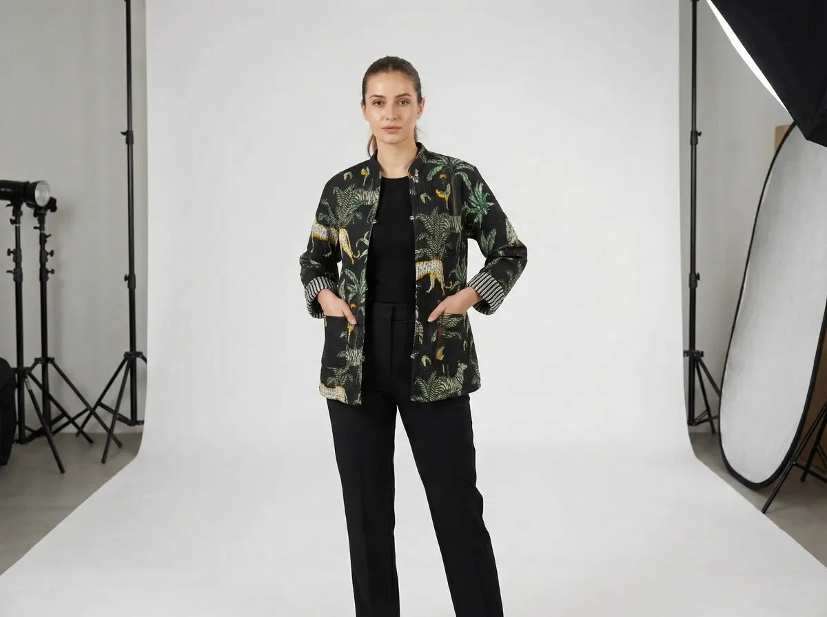 Midnight Jungle Quilted Jacket-3