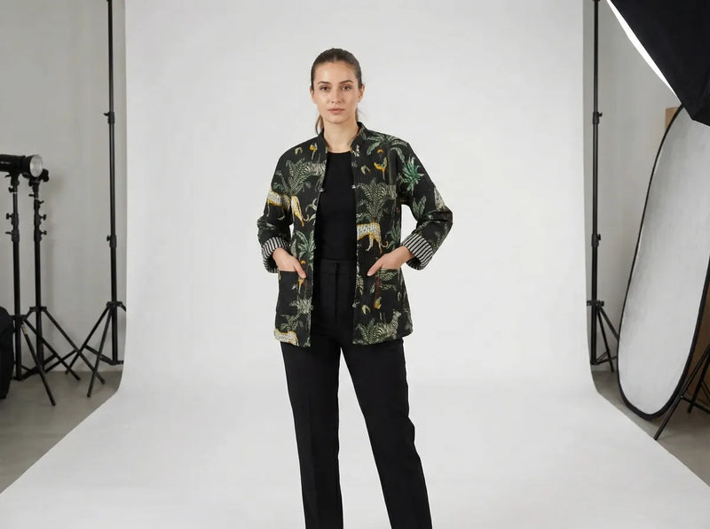 Midnight Jungle Quilted Jacket-zoom-