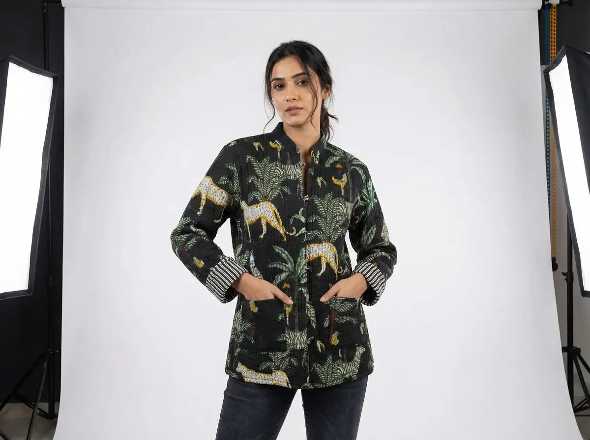 Midnight Jungle Quilted Jacket-4