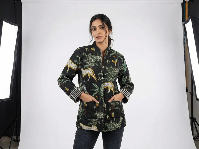 Midnight Jungle Quilted Jacket-zoom-