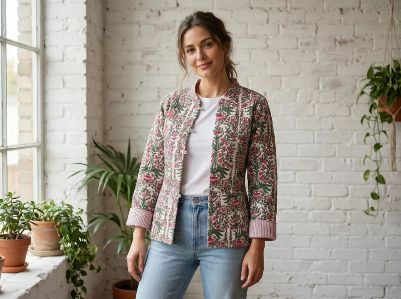 Blush Vine Quilted Jacket-zoom-