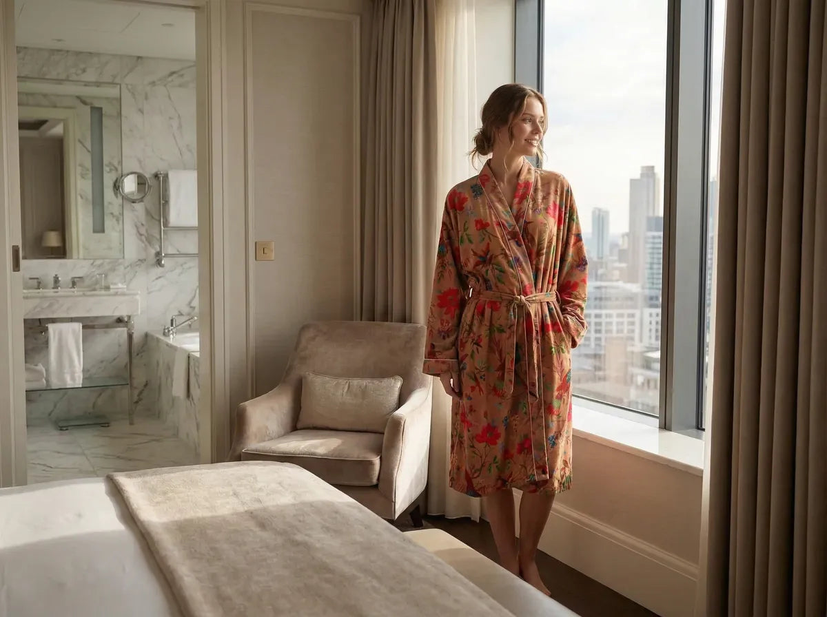 Amber Blossom Velvet Robe