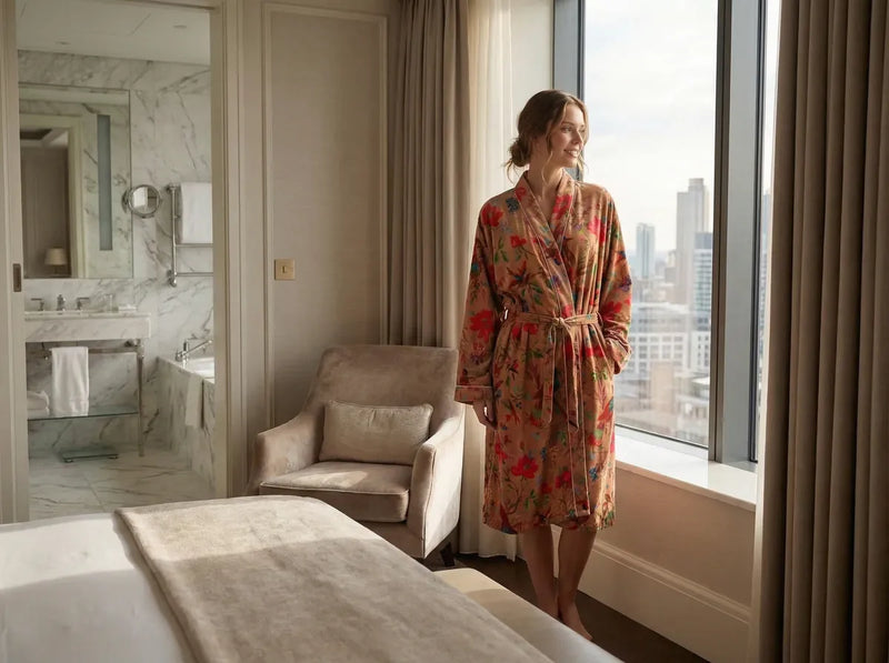 Amber Blossom Velvet Robe-zoom-