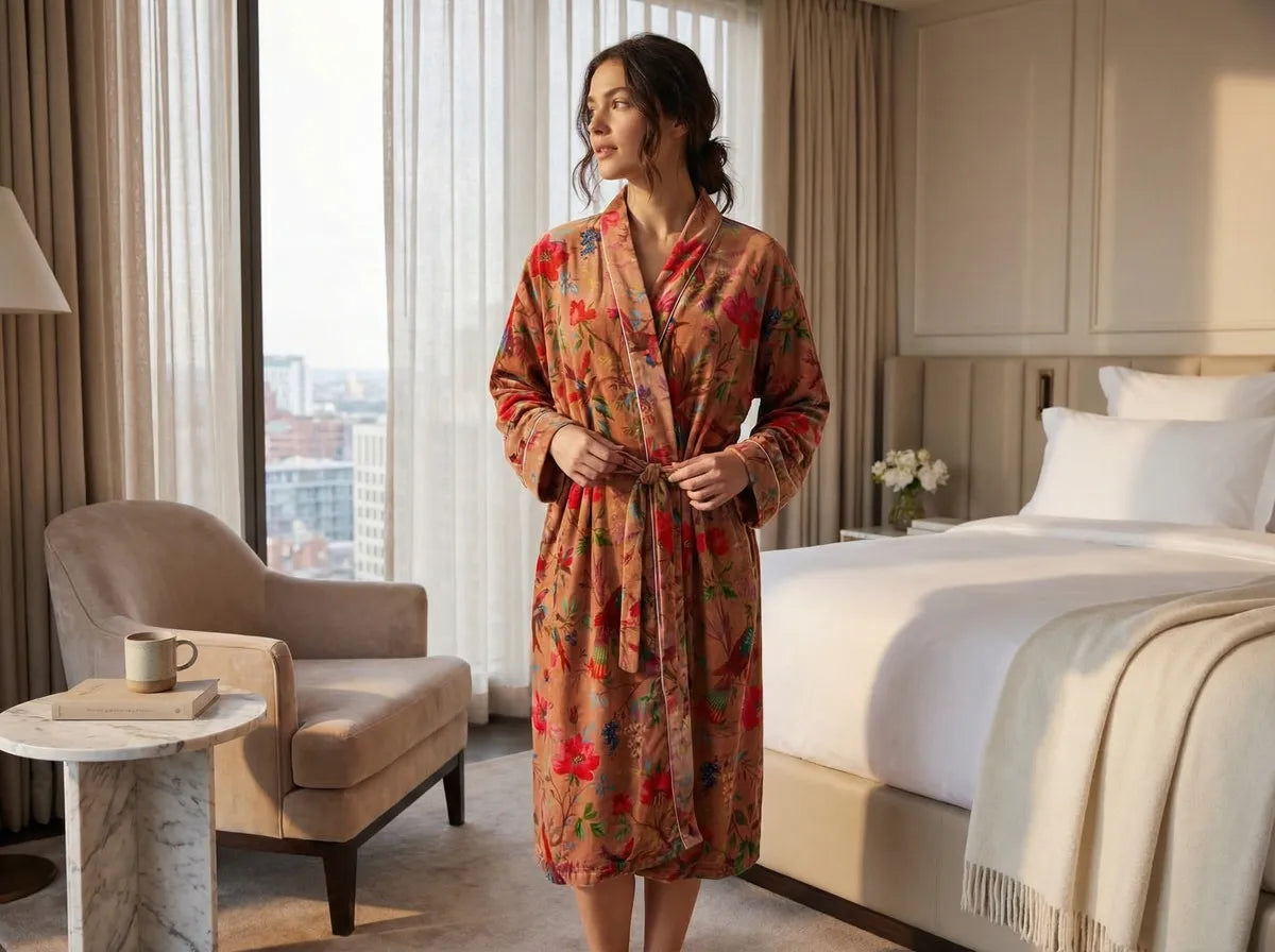 Amber Blossom Velvet Robe-zoom-3