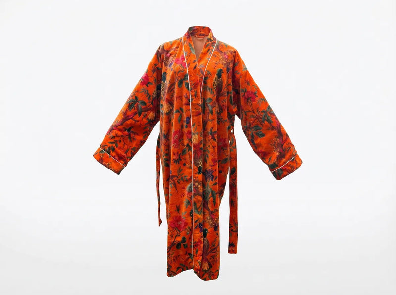Sunset Aviary Velvet Robe-zoom-