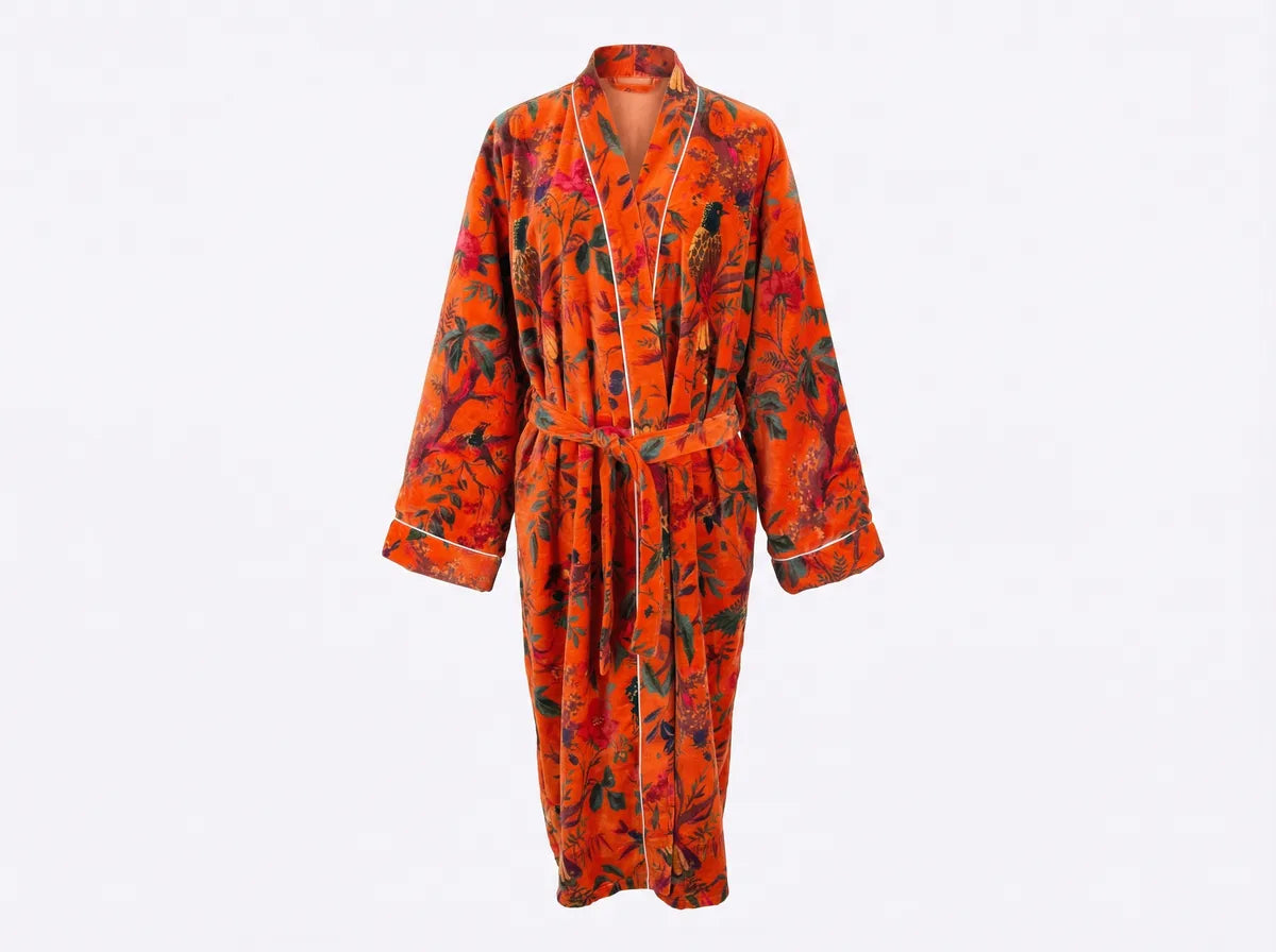Sunset Aviary Velvet Robe-1