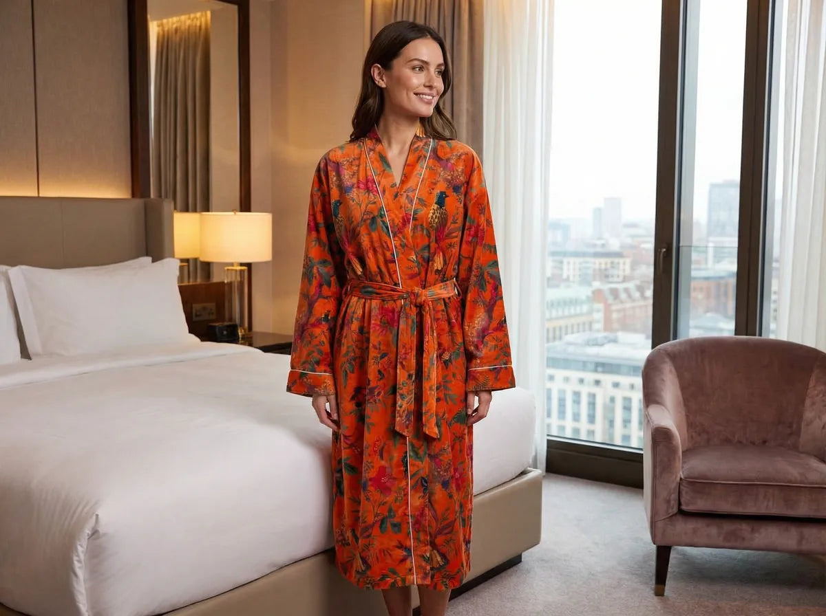Sunset Aviary Velvet Robe-zoom-4