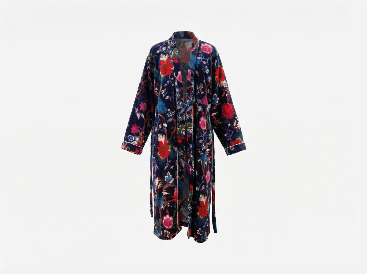 Midnight Bloom Velvet Robe