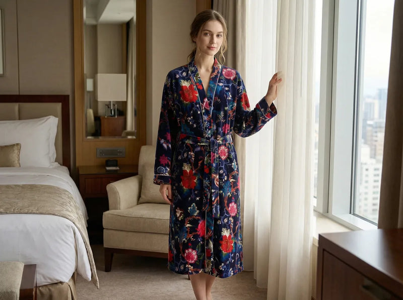 Midnight Bloom Velvet Robe-zoom-