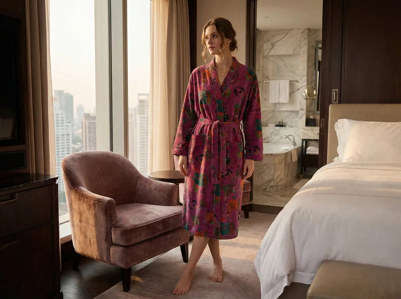 Wild Orchid Velvet Robe-zoom-