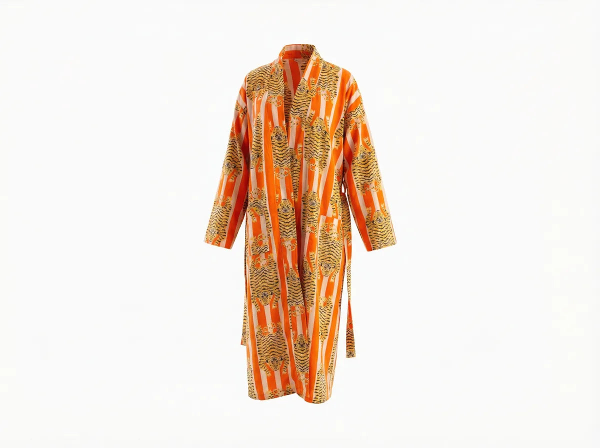 Sunset Safari Stripe Velvet Robe-2