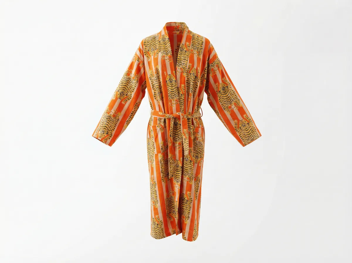 Sunset Safari Stripe Velvet Robe