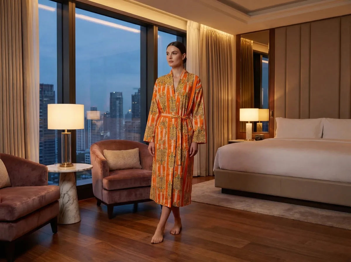 Sunset Safari Stripe Velvet Robe-zoom-3