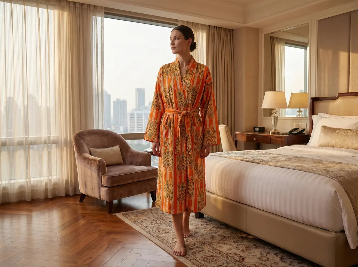 Sunset Safari Stripe Velvet Robe-zoom-4