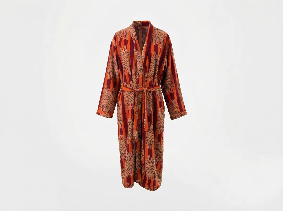 Ember Tiger Stripe Velvet Robe