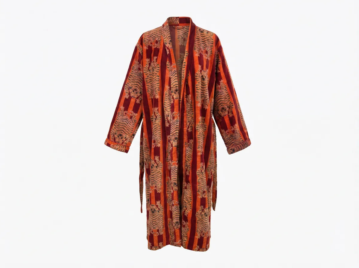 Ember Tiger Stripe Velvet Robe