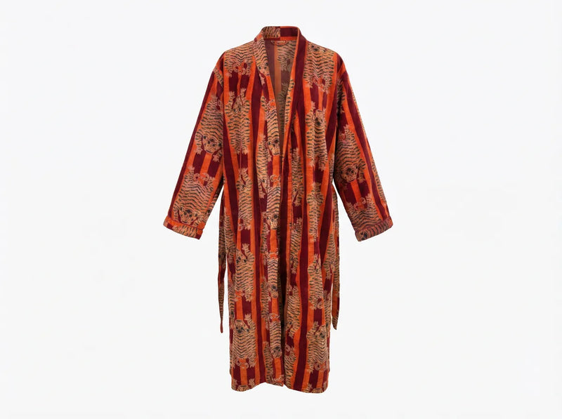 Ember Tiger Stripe Velvet Robe-zoom-