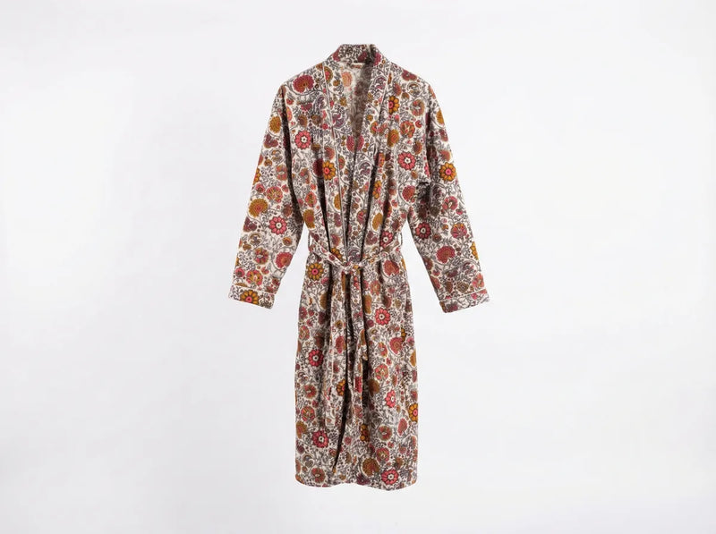 Ivory Meadow Velvet Robe-zoom-