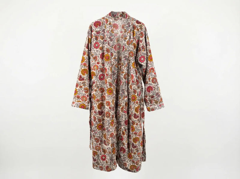 Ivory Meadow Velvet Robe-zoom-