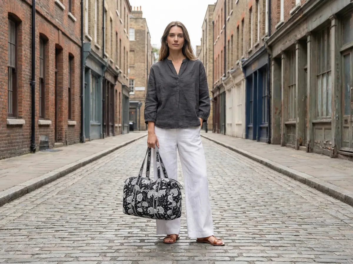 Midnight Bloom Quilted Duffle Bag-2