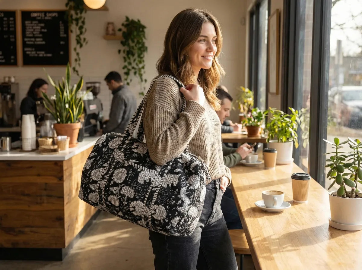 Midnight Bloom Quilted Duffle Bag-zoom-3