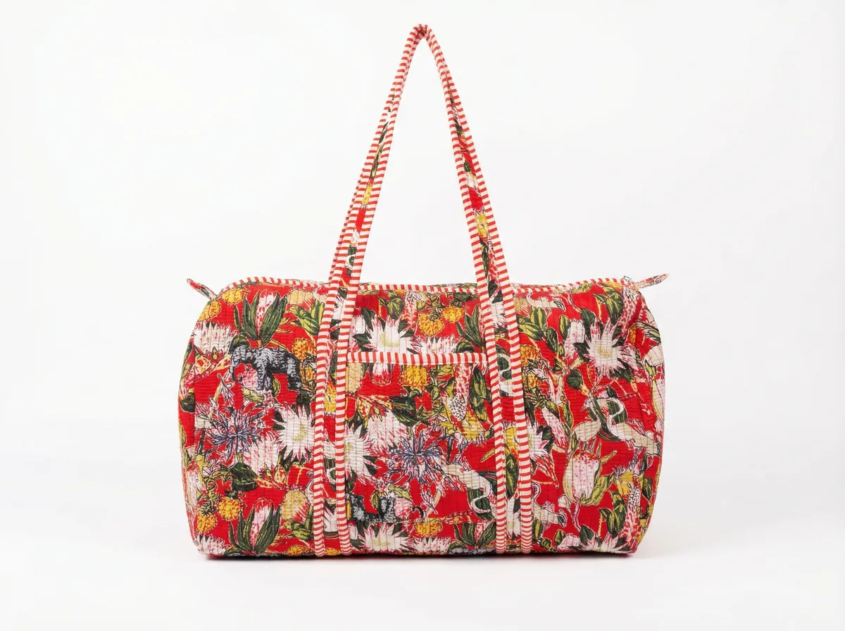 Scarlet Jungle Quilted Duffle Bag