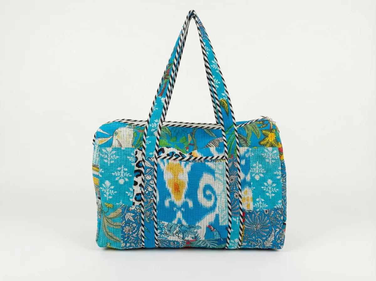 Azure Mosaic Quilted Duffle Bag