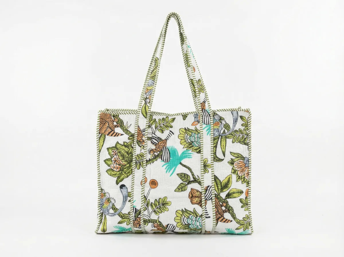 Emerald Canopy Quilted Tote