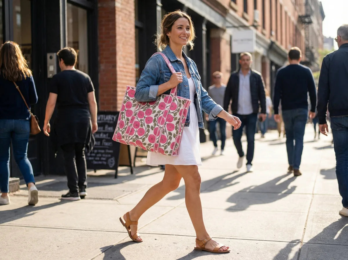 Rosette Garden Quilted Tote
