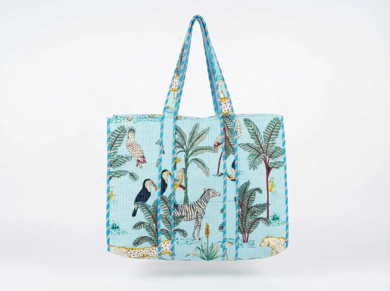 Azure Safari Quilted Reversible Tote-zoom-