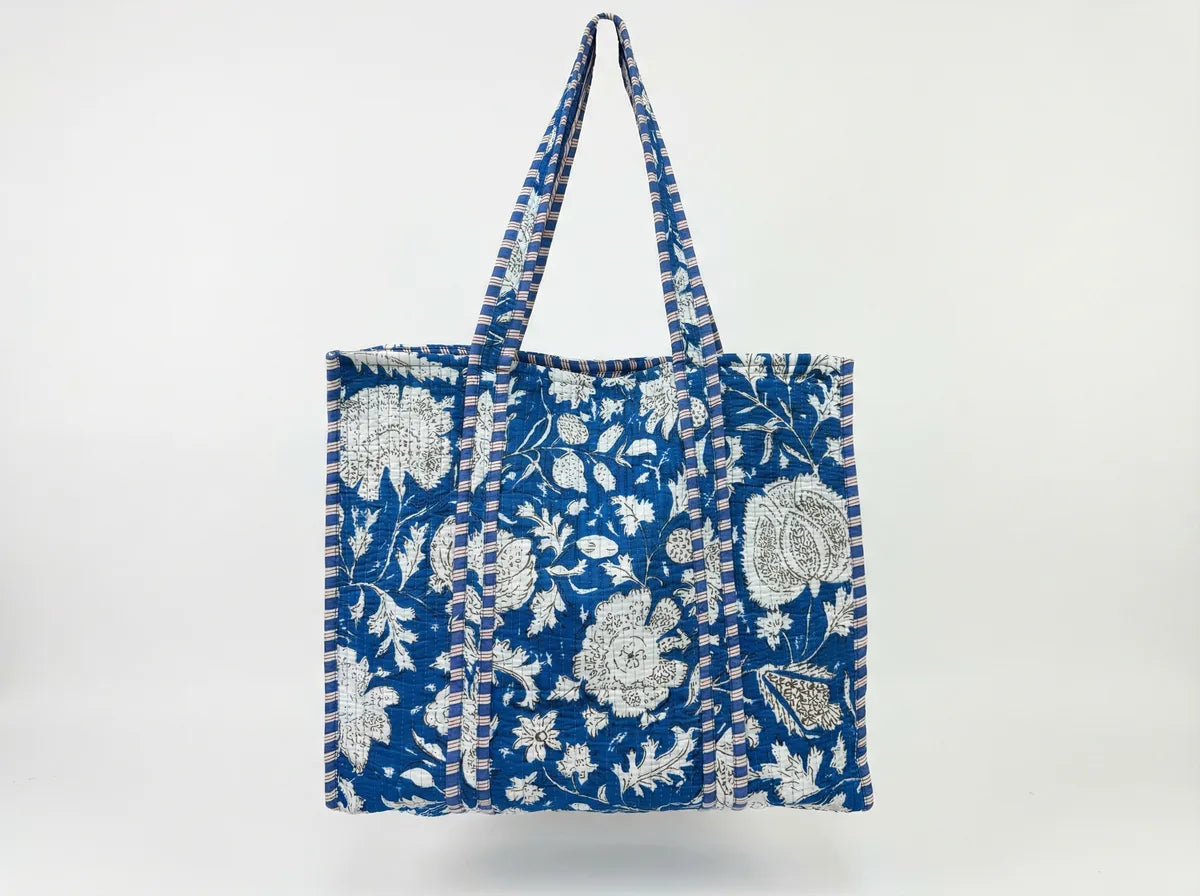Indigo Bloom Quilted Reversible Tote-1
