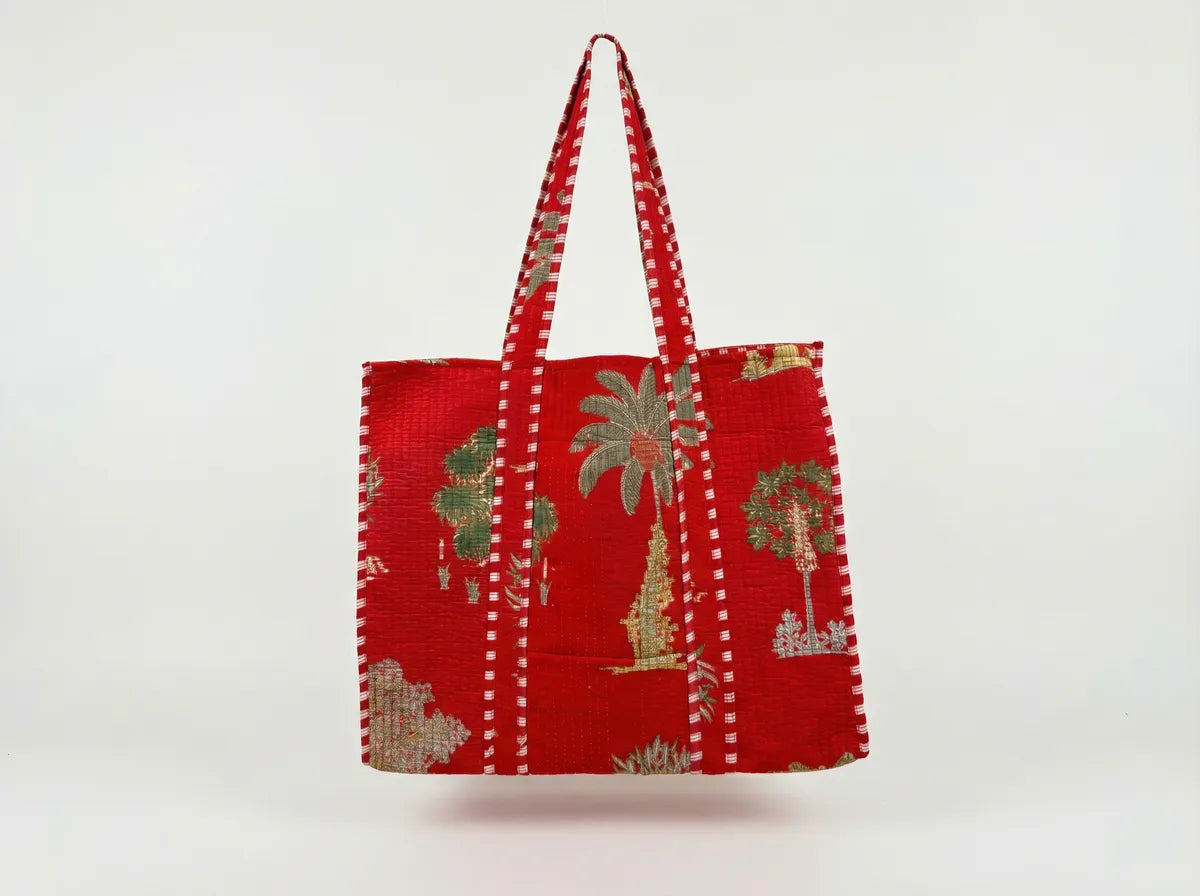 Scarlet Palm Heritage Quilted Reversible Tote-zoom-1