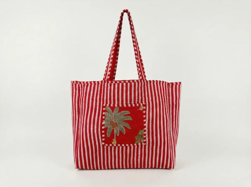 Scarlet Palm Heritage Quilted Reversible Tote-zoom-
