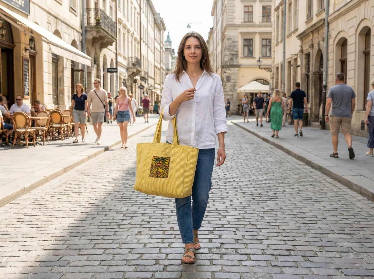 Golden Meadow Quilted Floral Reversible Tote-5