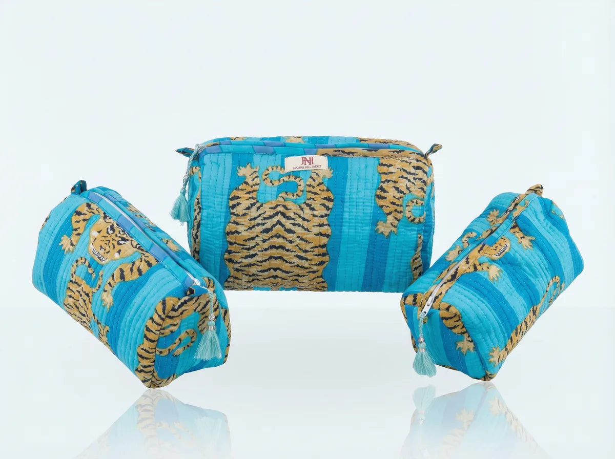 Turquoise Tiger Travel Pouch Trio