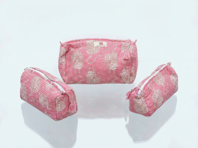 Blush Bengal Quilted Travel Pouch Trio-zoom-