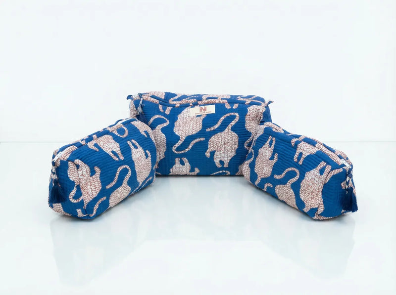 Indigo Safari Quilted Travel Pouch Trio-zoom-