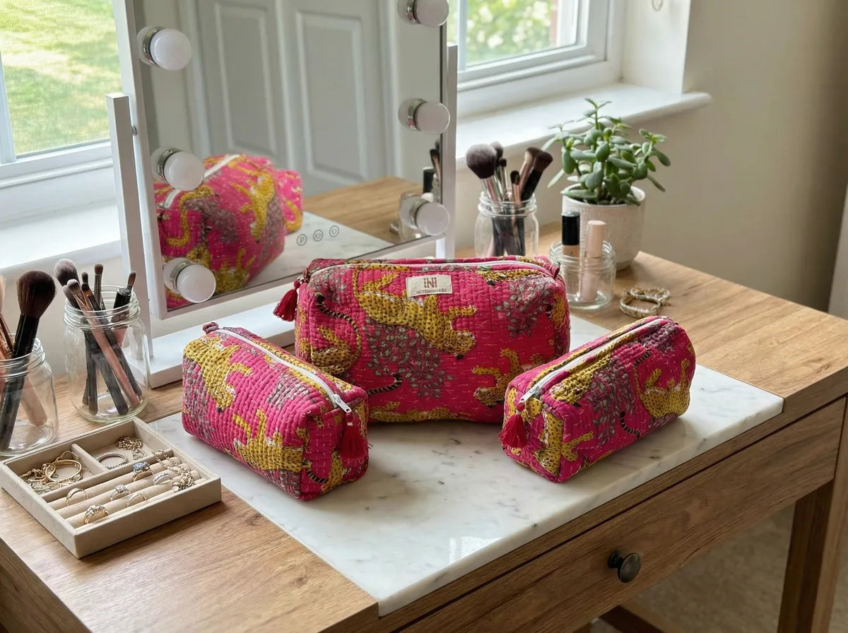 Wild Orchid Leopard Travel Pouch Trio