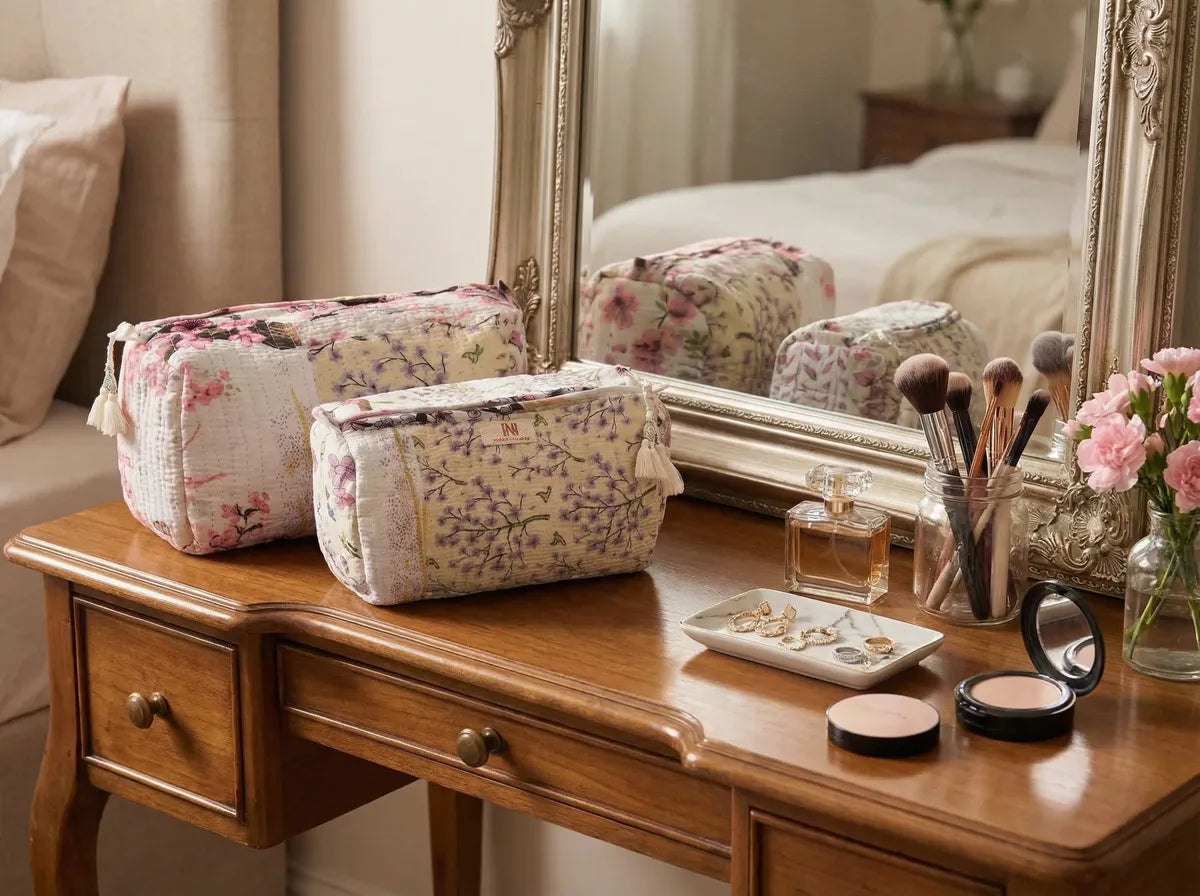 Blossom Meadow Quilted Travel Pouch Trio