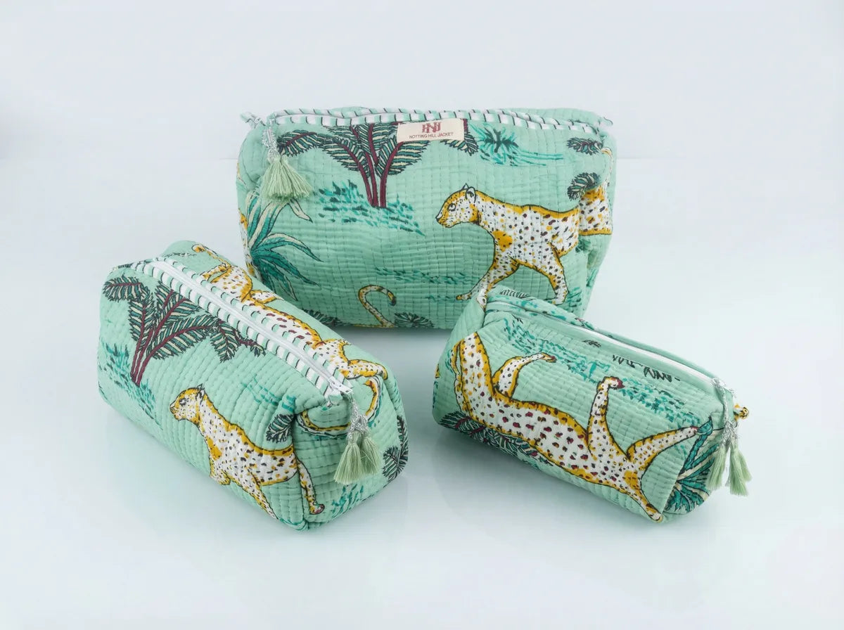 Sage Savannah Quilted Travel Pouch Trio