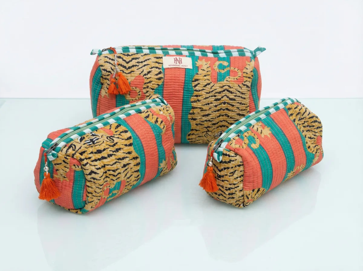 Coral Safari Quilted Travel Pouch Trio-zoom-1