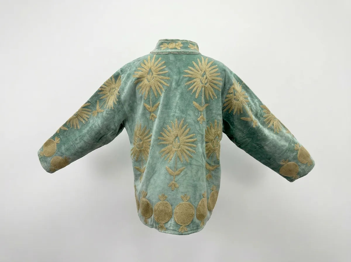 Celadon Pomegranate Embroidered Jacket-2