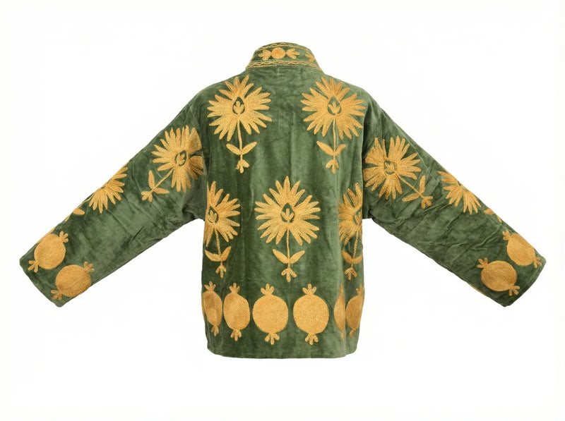 Verdant Gold Pomegranate Embroidered Jacket-zoom-