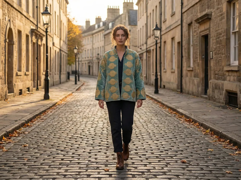 Celadon Pomegranate Embroidered Jacket-zoom-