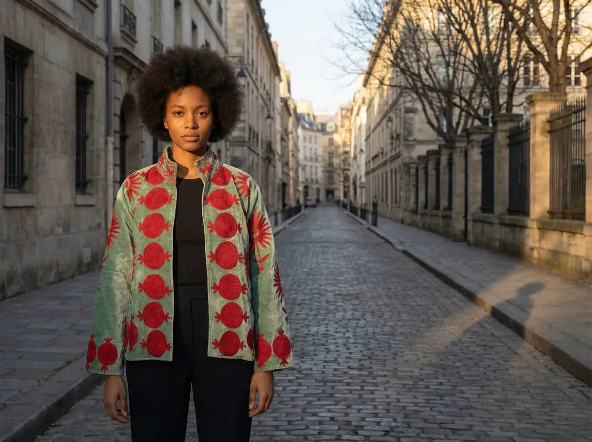 Pomegranate Bloom Embroidered Jacket-3