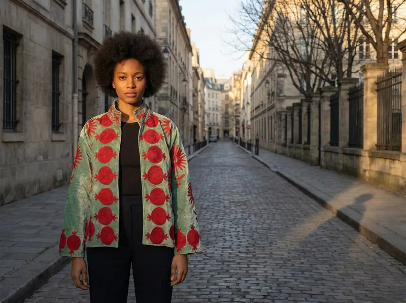 Pomegranate Bloom Embroidered Jacket-zoom-