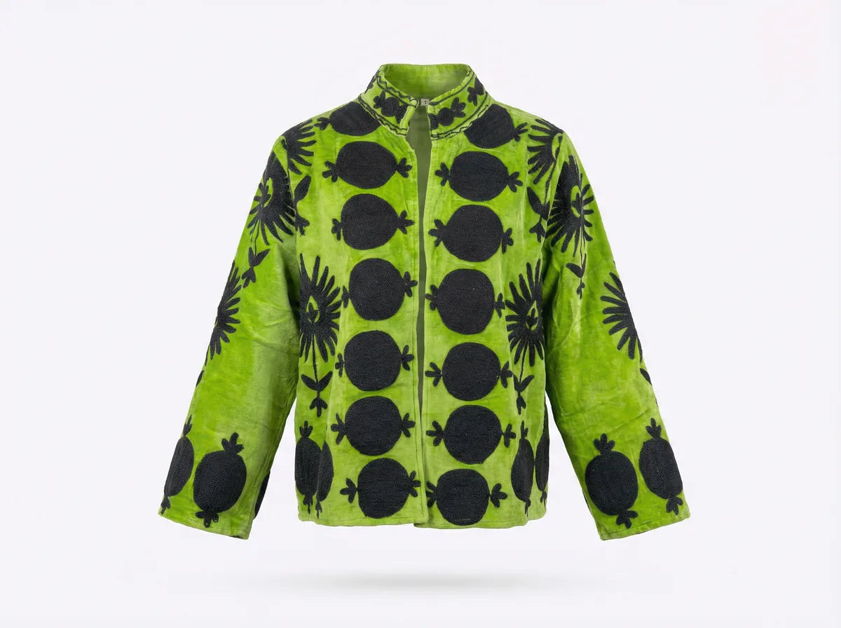 Lime Noir Pomegranate Embroidered Jacket-zoom-1