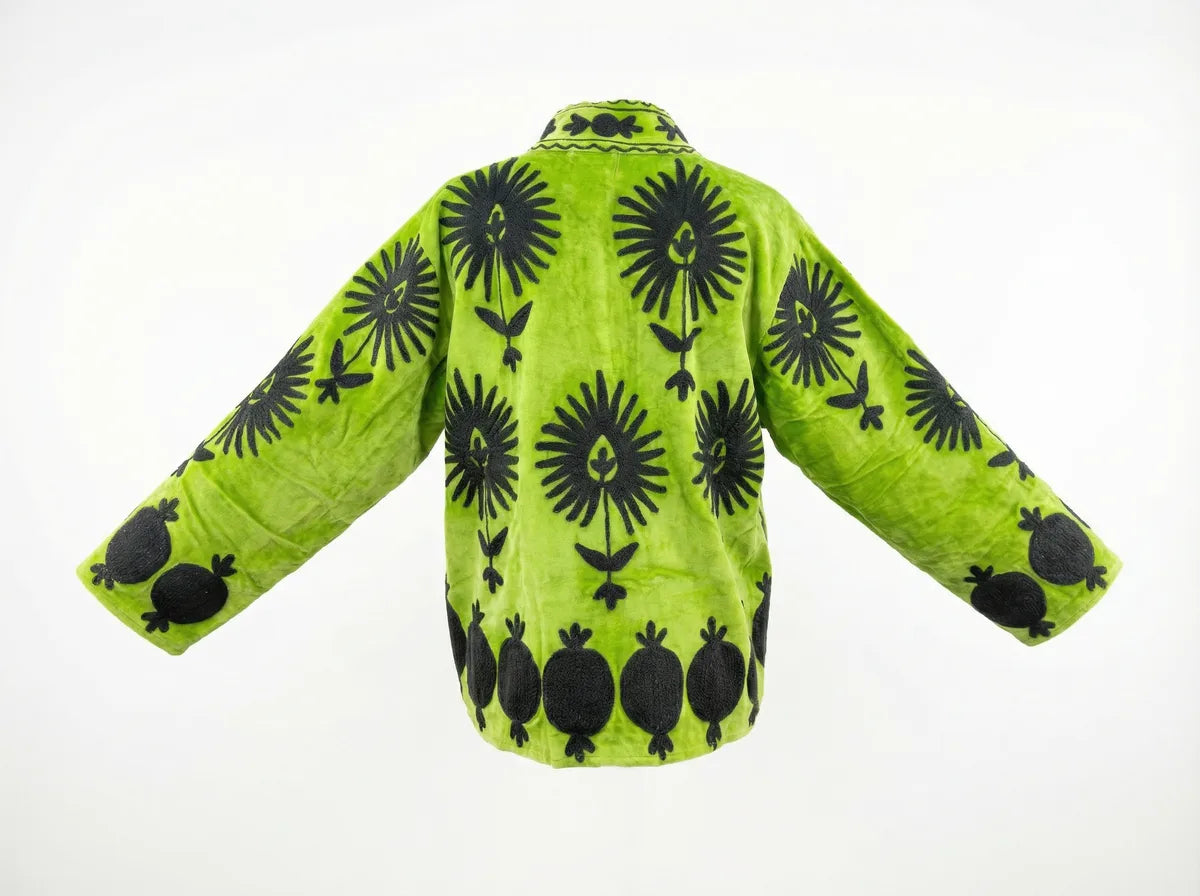 Lime Noir Pomegranate Embroidered Jacket-zoom-2