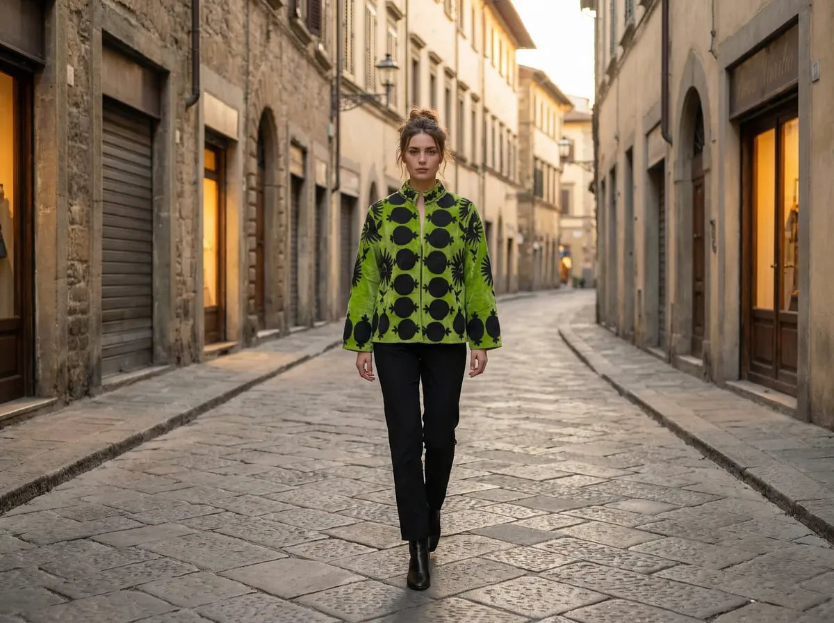 Lime Noir Pomegranate Embroidered Jacket-zoom-3