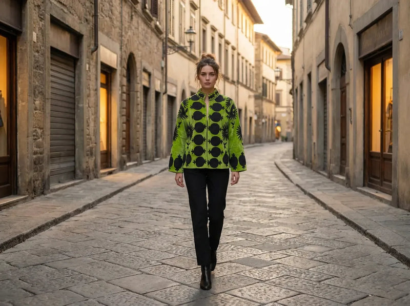 Lime Noir Pomegranate Embroidered Jacket-zoom-
